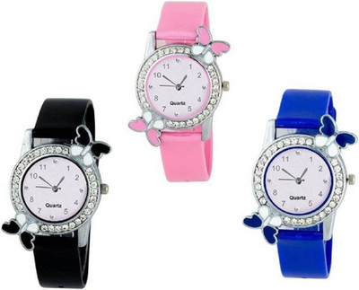 

HN Enterprise Black & Pink & Blue Analogue Watch - For Women