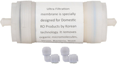 

BalRama UF Membrane Filter Original Hollow Fiber 0.001 Micron Ultra Filtration Small Inline Sediment Nano Filter with Elbow Connector Fittings for all kinds of RO UV UF Mineral Water Purifiers Filters Service Connector Pleated Filter Cartridge(0.001, Pack