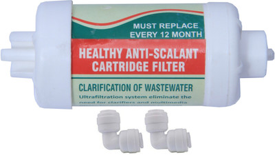 

BalRama RO 4" Antiscalant Cartridge Small Inline Sediment 4 Inch Nano Filter with Elbow Connector Fittings Antiscalent Antiscallent Solid Balls Capsule Anit Scaling Goli Inside for Converting Hard Water into Soft Water to Add Mineral Taster in Water + Enh