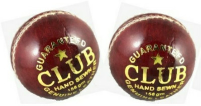 br sports Club Cricket Leather Ball - Size: 5(Pack of 2, Red)