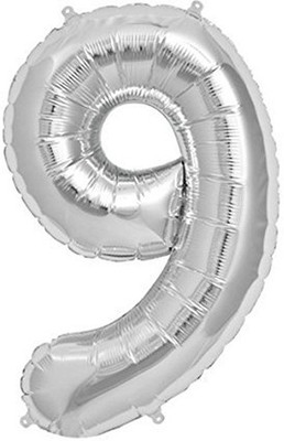 

AMFIN Solid 28" Inch 9 (Nine) Number Foil Toy Balloon Balloon(Silver, Pack of 1)