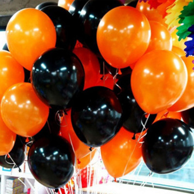 Amfin Solid 10 Inch Pack Of 50 Metallic Balloons Orange Black