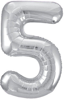

AMFIN Solid 28 Inch Number Foil Toy Balloon For Decoration "5 Number" Balloon(Silver, Pack of 1)