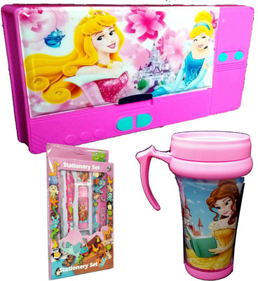 

TECHNOCHITRA Fairy Princess Theme Birthday Gift Set Combo with Jumbo Pencil Box,Fairy Princess Print Sipper and Complete Stationery Set(Set of 3)
