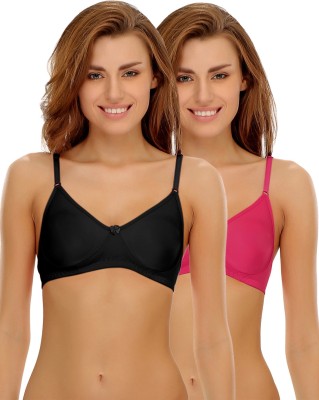 Clovia PRO Women T-Shirt Non Padded Bra(Black, Pink)