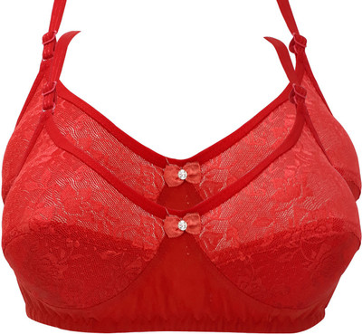X-WELL Women Bralette Non Padded Bra(Red)