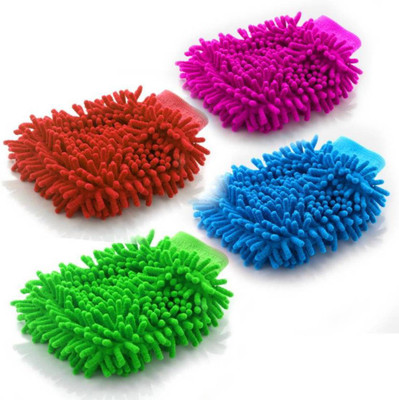 Hot Dealzz 4 pcs.Multi color Microfiber Multipurpose Cleaning Glove  Wet and Dry Disposable Glove Set(Free Size Pack of 4)