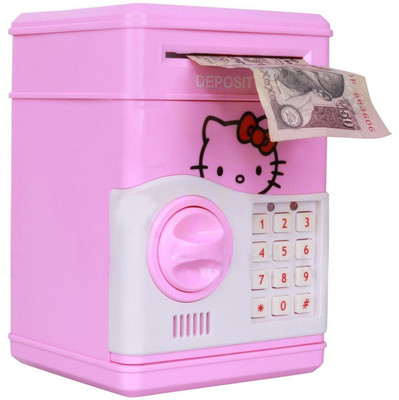 MTS Electronic Piggy Bank Password Lock Money Safe for Coins and Notes Collecting (PINK) Coin Bank(Pink)