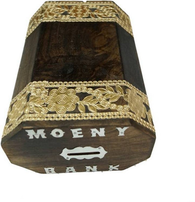

CraftOnline flora design wooden bank Coin Bank(Brown, Gold, Silver)