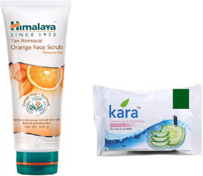 Himalaya tan removal orange face scrub, kara cleansing and hydrating refreshing wipes(Set of 2)