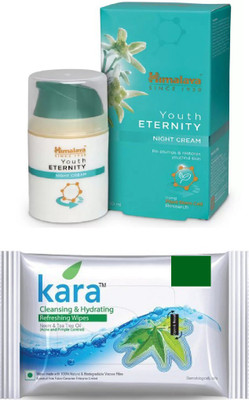 

Himalaya Youth Eternity Night Cream, kara skin care wipes(Set of 2)