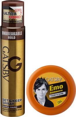 

Gatsby Set and Keep Ultra Hard Hair Spray 250ml & Hair Styling Wax Tough and Shine 75g(Set of 2)