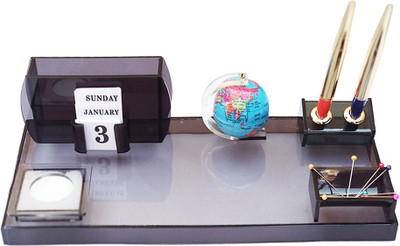 

Panku 3 Compartments Acrylic Pen Stand(Smoke Black)