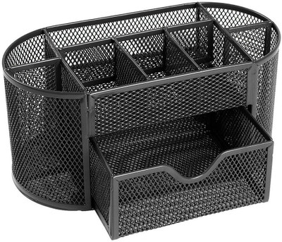

DIVINEZON 9 Compartments Steel Desk Organizer(Black)