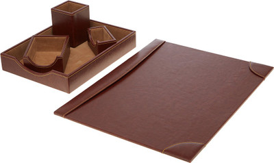 

Leatherworld 1 Compartments PU Leather Desk Organizer(Brown)