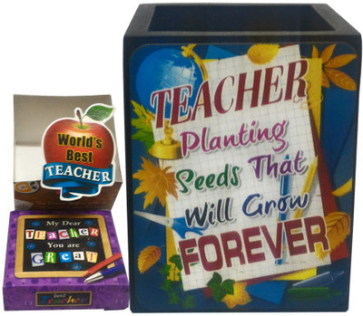 

Saugat Traders 2 Compartments Wood, paper Best Teacher Gifts Combo Of Pen Stand With World Best Teacher Surprise Box(Black)