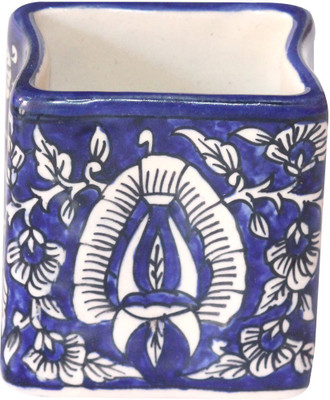 

India Meets India 1 Compartments Ceramic Pen Stand(Blue)