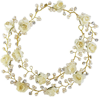

INAAYA Wedding Hair Vine Headband Flower Crown Tiara Accessories for Bridal Girls Hair Accessories (Cream) Hair Accessory Set(White)