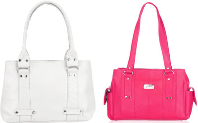 

Lady bar Shoulder Bag(White, Pink), Pink;white