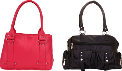 

Lady bar Shoulder Bag(Pink, Black), Black;pink