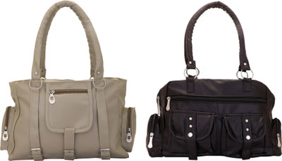 

Lady bar Shoulder Bag(Grey, Black), Black;grey