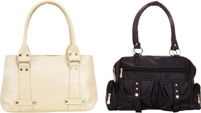 

Lady bar Shoulder Bag(Beige, Black)