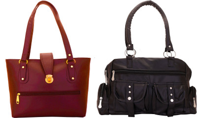 

Lady bar Shoulder Bag(Maroon, Black), Black;maroon