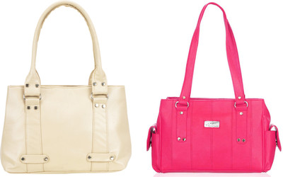

Lady bar Shoulder Bag(Beige, Pink)