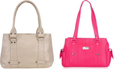 Lady bar Shoulder Bag(Tan, Pink), Pink;tan