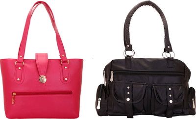 

Lady bar Shoulder Bag(Pink, Black), Black;pink