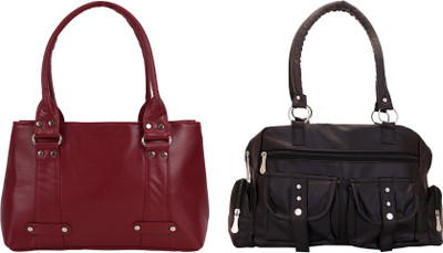 

Lady bar Shoulder Bag(Maroon, Black), Black;maroon