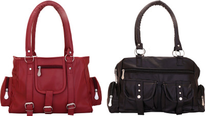 

Lady bar Shoulder Bag(Maroon, Black), Black;maroon