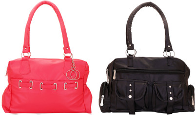 

Lady bar Shoulder Bag(Pink, Black), Black;pink