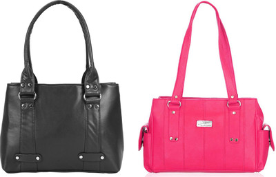 

Lady bar Shoulder Bag(Black, Pink)