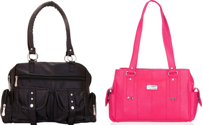 

Lady bar Shoulder Bag(Black, Pink)