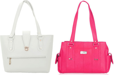 

Lady bar Shoulder Bag(White, Pink), Pink;white