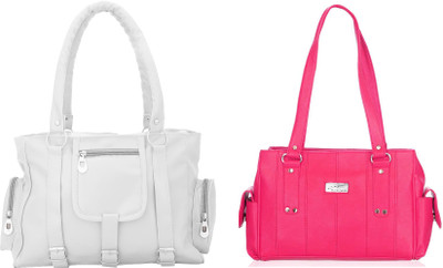 

Lady bar Shoulder Bag(White, Pink), Pink;white