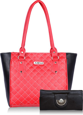 Aisna Shoulder Bag(Red, Black), Black;red