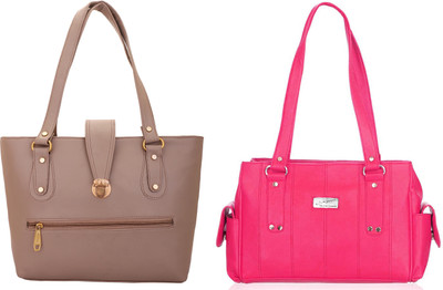 

Lady bar Shoulder Bag(Tan, Pink), Pink;tan