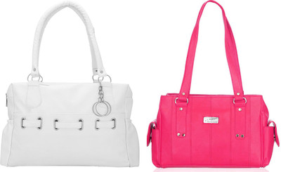 

Lady bar Shoulder Bag(White, Pink), Pink;white