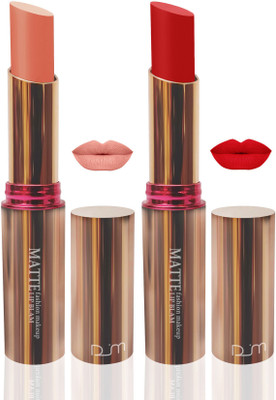 

femina09 cosmetics makeup velvet matte Enriched with Vitamin E lipstick d pink red fashion collection combo set of 2(d pink,red, 10 g)