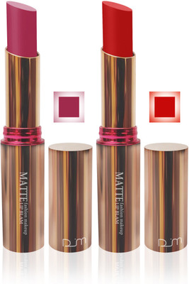 

femina09 cosmetics makeup velvet matte Enriched with Vitamin E lipstick rose pink red fashion collection combo set of 2(rose pink,red, 10 g)
