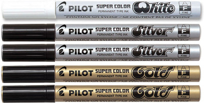 

Pilot Fine Permanent Marker (Silver/Gold/White - Pack Of 5)(Set of 5, Multicolor)