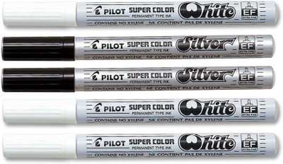 

Pilot Extra Fine Permanent Marker (Silver/Gold/White - Pack Of 5)(Set of 5, Multicolor)