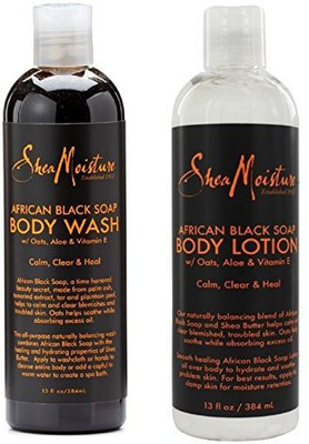 

Shea Moisture African Black Soap Body Wash and Body Lotion with Oats Aloe and Vitamin E(384 ml)