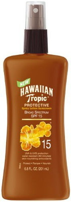 

Hawaiian Tropic Sunscreen Protective Tanning Broad Spectrum Sun Care Sunscreen Spray Lotion - Spf 15(201.10 ml)