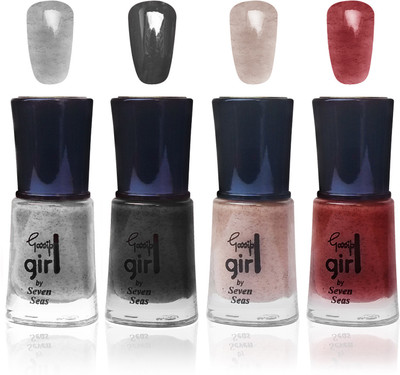 

Seven seas cosmetics makeup gossip girl glitter nail polish fashion multicolor 8474 set of 4 sikver,black,cremy brown,maroon