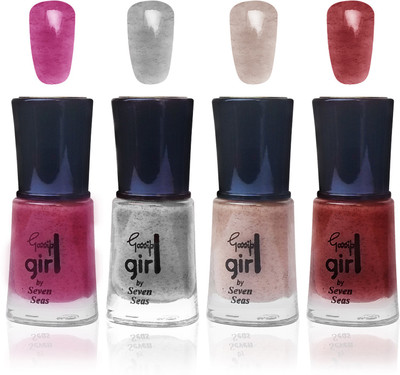 

Seven seas cosmetics makeup gossip girl glitter nail polish fashion multicolor 6567 set of 4 pink,silver,cremy brown,maroon