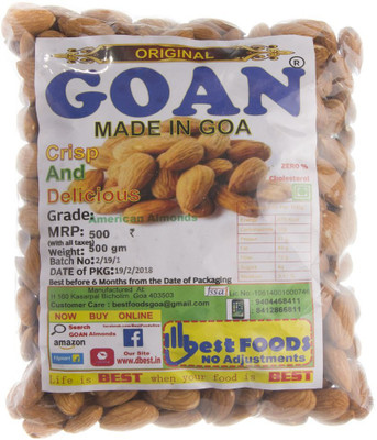 

Original Goan Fresh Premium Quality Regular Size California Almonds(500 g, Pouch)