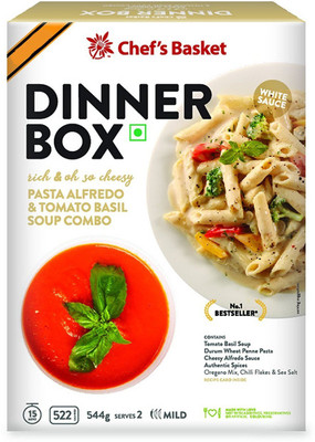 

Chef's Basket Dinner Box Pasta Alfredo and Tomato Basil Soup Combo, 544g Pasta(544 g)